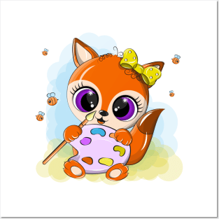 A beautiful orange fox with big eyes. Posters and Art